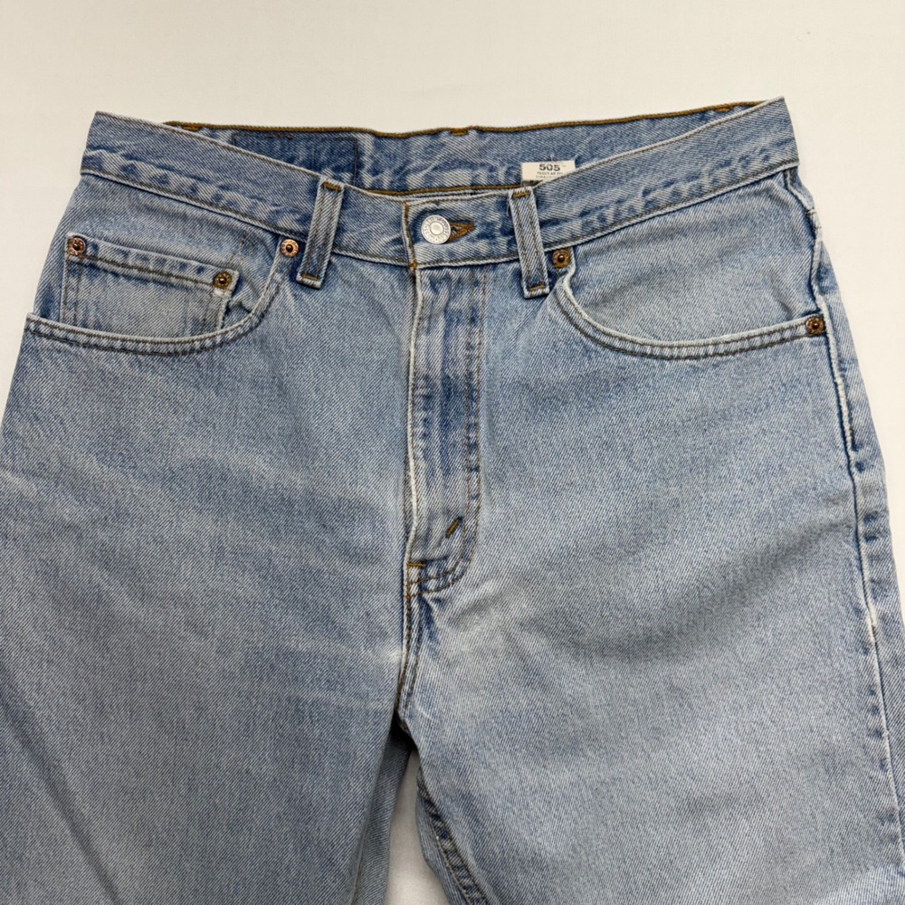 Levi's 505 Jeans 32x32 Light Wash Straight Leg Vintage Fade Distressed Y2K - Picture 6 of 11